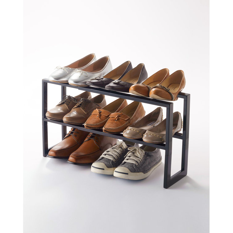 Yamazaki Home 2 Shelves Adjustable Shoe Rack Large Double Steel Holds 6 to 12 shoes Expandable